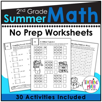 Preview of 2nd Grade Summer Packet | Summer Math Worksheets Grade 2