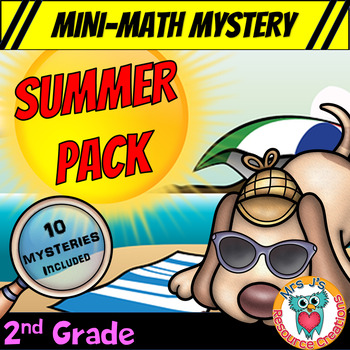 Preview of 2nd Grade Summer Packet of Mini Math Mysteries (Printable & Digital Worksheets)