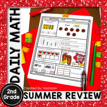 Preview of 2nd Grade Summer Math Packet Morning Work End of Year Review 2nd To 3rd Grade