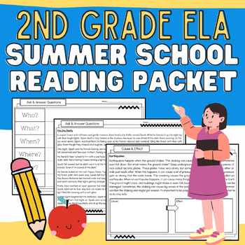 Preview of 2nd Grade: Summer School Reading Comprehension Passages & Worksheets