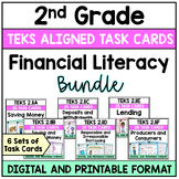 2nd Grade TEKS Aligned Financial Literacy Task Cards Bundle