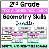 2nd Grade TEKS Aligned Geometry Task Cards Bundle