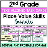 2nd Grade TEKS Aligned Place Value Skills Task Cards Bundle