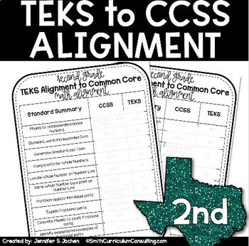 Preview of 2nd Grade TEKS to CCSS Math Standards Crosswalk Alignment Document