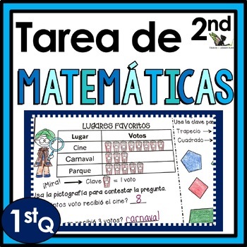 Preview of 2nd Grade Weekly Math Homework in Spanish Tarea de Matemáticas 1st Q