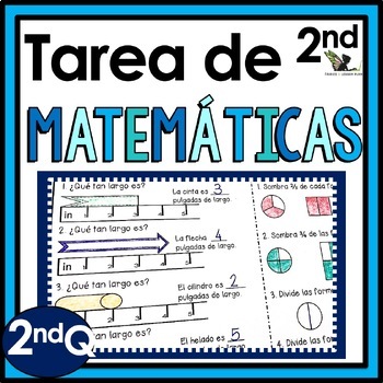Preview of 2nd Grade Weekly Math Homework in Spanish Tarea de Matemáticas 2nd Q