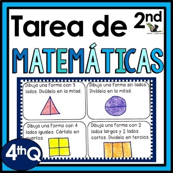 Preview of 2nd Grade Weekly Math Homework in Spanish Tarea de Matemáticas 4th Q
