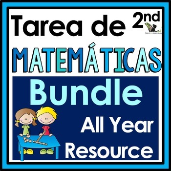 Preview of 2nd Grade Weekly Math Homework in Spanish Tarea de Matemáticas Bundle