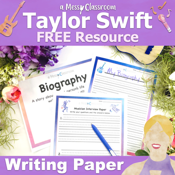 Preview of 2nd Grade Taylor Swift Musician Free Biography Writing Resource Elementary