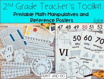 Preview of 2nd Grade Teacher's Toolkit Printable Math Manipulatives, Templates and Posters