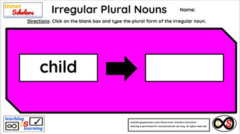 Preview of 2nd Grade Technology Activities - Lesson 10: Irregular Plural Nouns