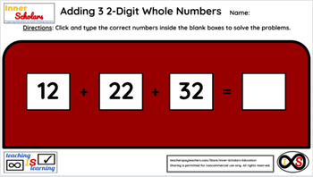 Preview of 2nd Grade Technology Activities - Lesson 15: Adding Three 2-Digit Numbers