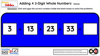 Preview of 2nd Grade Technology Activities - Lesson 17: Adding Four 2-Digit Numbers