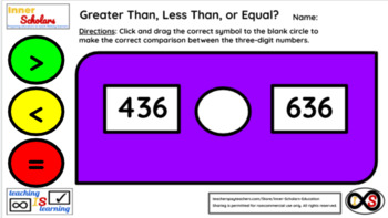 Preview of 2nd Grade Technology Activities - Lesson 19: 3-Digits Greater, Less, or Equal