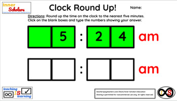 Preview of 2nd Grade Technology Activities - Lesson 21: Clock Round to the Nearest 5 Mins.