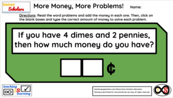 Preview of 2nd Grade Technology Activities - Lesson 23: Money Word Problems