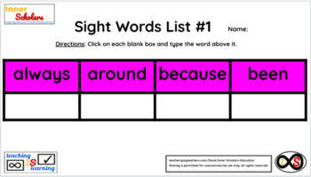 Preview of 2nd Grade Technology Activities - Lesson 24: Sight Words #1