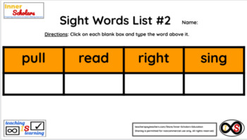Preview of 2nd Grade Technology Activities - Lesson 26: Sight Words #2