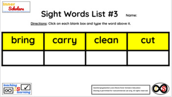 Preview of 2nd Grade Technology Activities - Lesson 28: Sight Words #3
