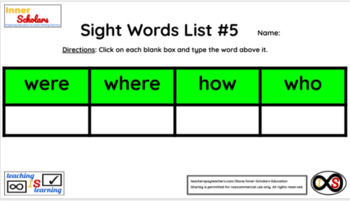 Preview of 2nd Grade Technology Activities - Lesson 32: Sight Words #5