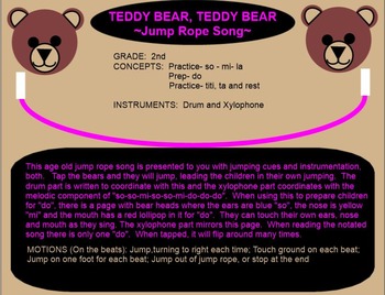 Preview of TEDDY BEAR - Jump Rope Song-Instr. Accomp.-ti-ti, ta,-Smartboard