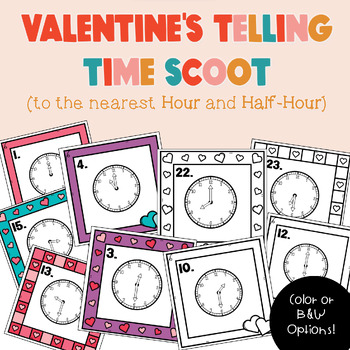Preview of 2nd Grade Telling Time Scoot - to the Nearest Hour & Half-Hour - Second Grade