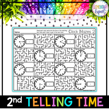 Preview of 2nd Grade Telling Time Worksheet Pack - Easy Print and Go Activities