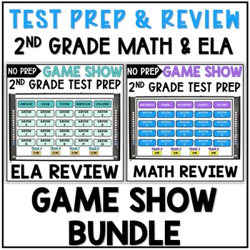 Preview of 2nd Grade Test Prep Game Show Bundle Math & ELA Review PowerPoint