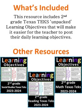 2nd Grade Texas TEKS Science Learning Objectives Cards | Color & B&W