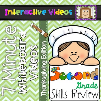 Preview of 2nd Grade Thanksgiving 7 Minute Whiteboard Videos - Second Grade Math ELA Review