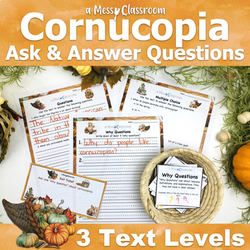 Preview of 2nd Grade Thanksgiving Cornucopia Reading Lesson RI.2.1 Ask & Answer Questions