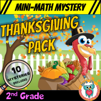 Preview of 2nd Grade Thanksgiving Mini Math Mysteries - Printable and Digital Activities