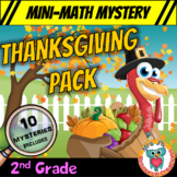 2nd Grade Thanksgiving Mini Math Mysteries - Printable and