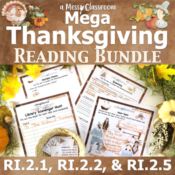 Preview of 2nd Grade Thanksgiving Reading Mega Bundle for RI.2.1, RI.2.2, & RI.2.5