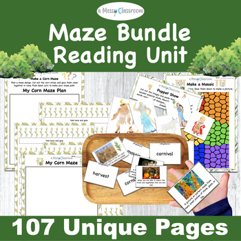 Preview of 2nd-Grade Thematic Unit Maze Reading Bundle RI.2.1, RI.2.5, W.2.1, RL.2.9, L.2.5