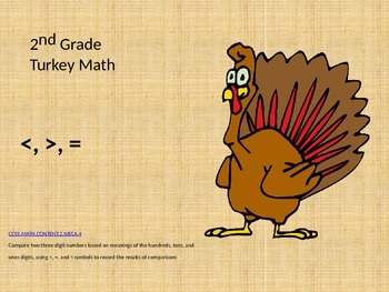 Preview of 2nd Grade Turkey Math Greater Than, Less Than, Equal To