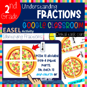 Preview of 2nd Grade Understanding Fractions Digital Task Cards - Google Classroom Distance