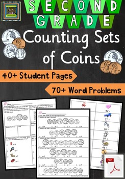 Preview of 2nd Grade Math Unit & Test: Counting Sets of Coins Problem Solving***PDF