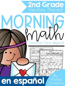 Preview of 2nd Grade Valentine Morning Work in Spanish | Trabajo de la mañana