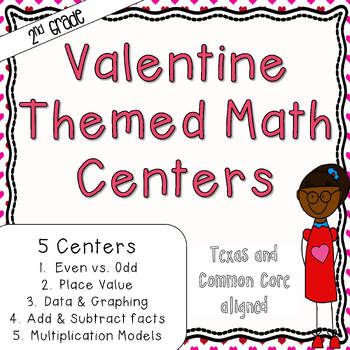 Preview of 2nd Grade Valentine Themed Math Centers