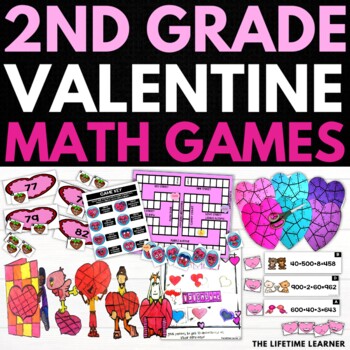 Preview of 2nd Grade Valentine's Day Math Activities | Valentines Day Math Games