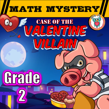 Preview of 2nd Grade Valentine's Day Math Mystery Activity - Printable & Digital Worksheets