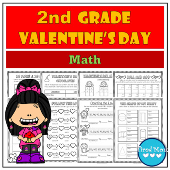 Preview of 2nd Grade Valentine's Day Math Worksheets and Activities