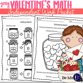 Preview of 2nd Grade Valentine's Math Independent Work Packet
