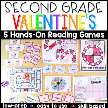 Preview of 2nd Grade Valentine's Reading Center Games and Activities