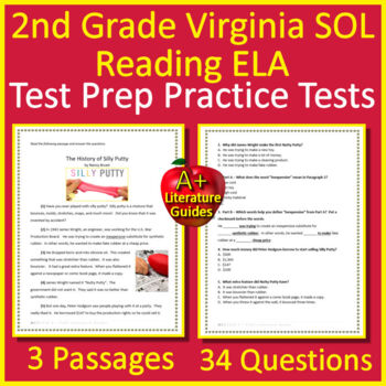 Preview of 2nd Grade Virginia SOL Test Prep Reading ELA - Passages and VA SOL Questions