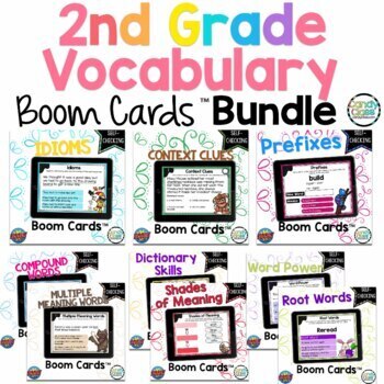 Preview of Digital 2nd Grade Vocabulary Games & Activities Literacy Boom Cards Bundle