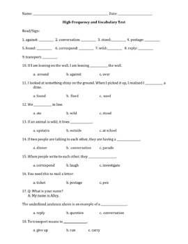 Preview of 2nd Grade Vocabulary Cloze Procedure Test