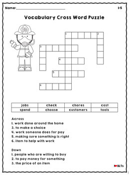 2nd Grade Vocabulary Crossword Puzzle