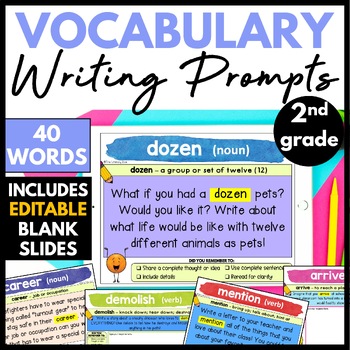 Preview of 2nd Grade Vocabulary Writing Prompts, Creative Writing Activities for Second